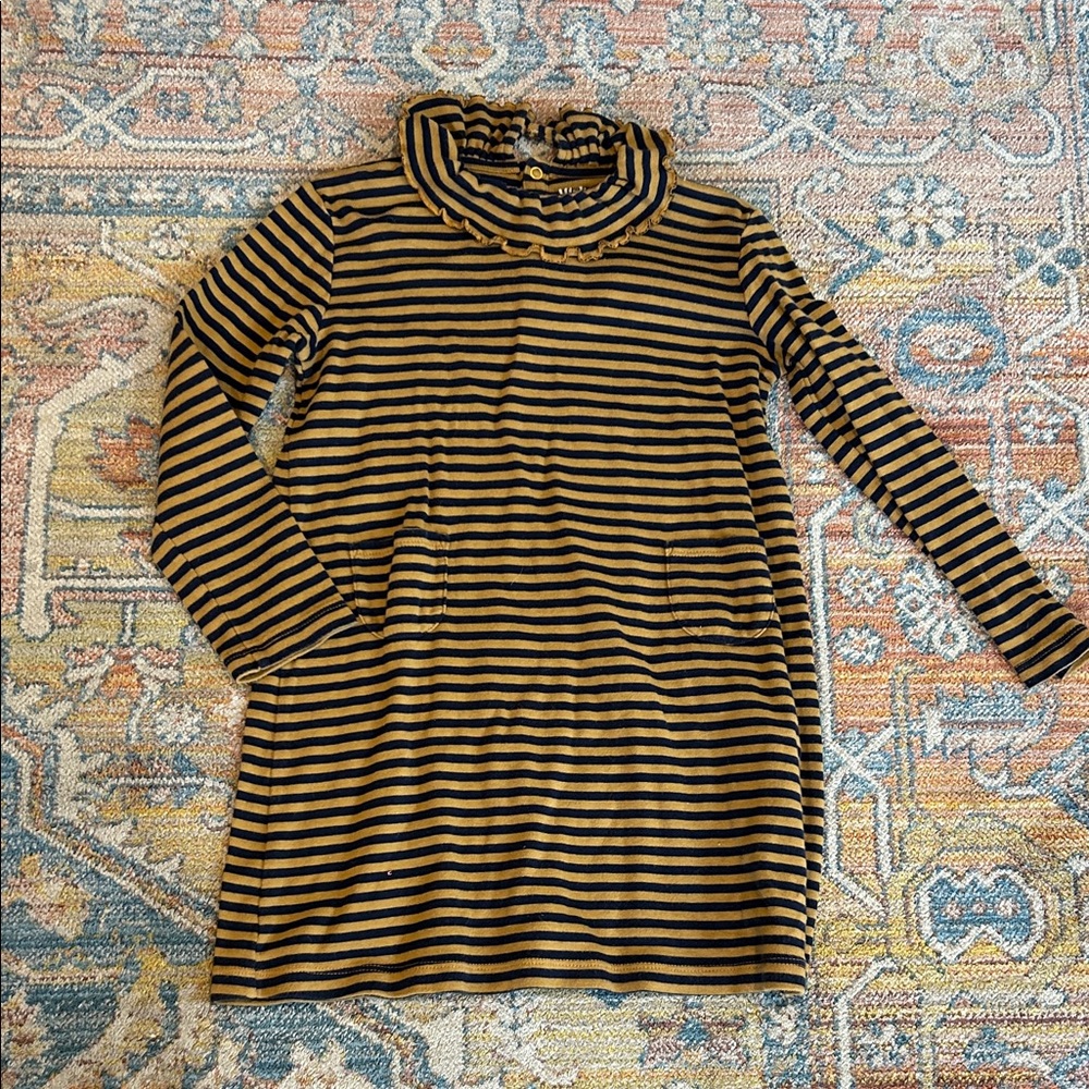 Misha & Puff Striped Ruffle Neck Tunic Dress